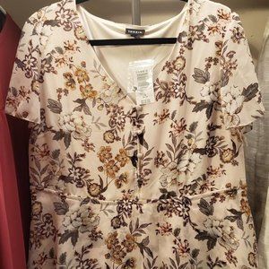 White Floral Chiffon Blouse - Torrid